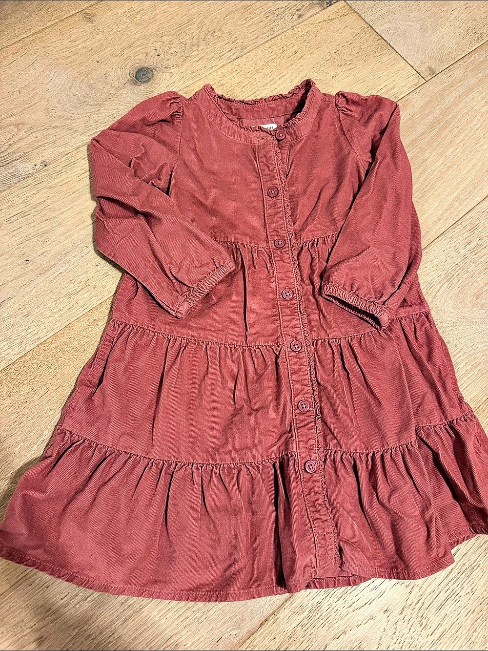 crewcuts Rose Pink Tiered Corduroy Dress in Red size s